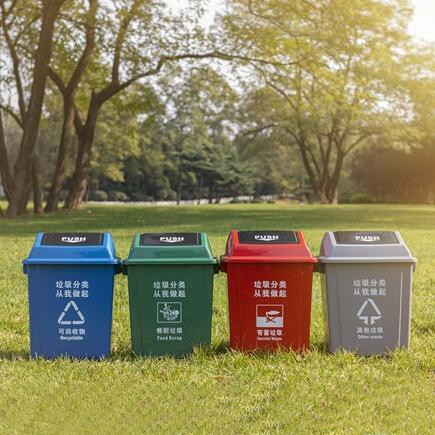 四色分类塑料垃圾桶